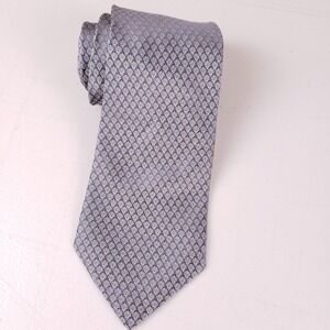 Calvin Klein‎ Mens Tie Gray Blue Gold Geometric Silk Woven Jacquard Classic